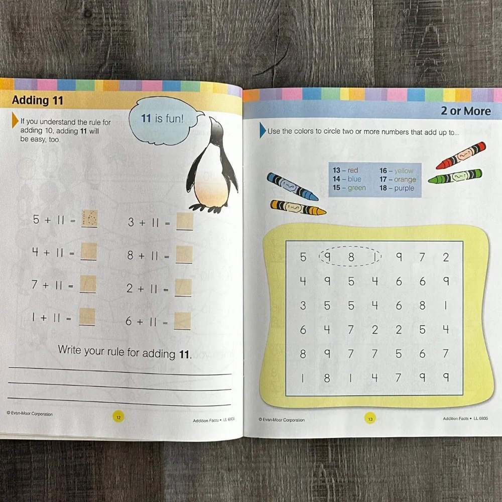 💞 New Addition Facts Math Educational Workbook